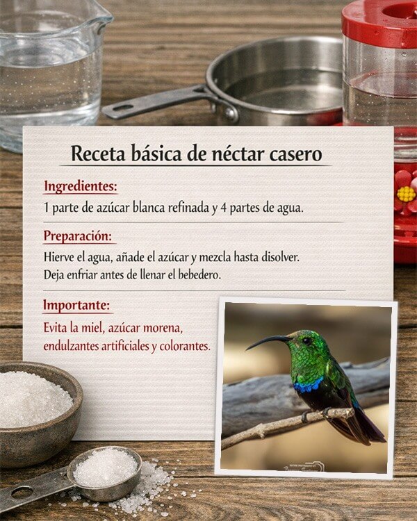 Receta para preparar néctar casero para bebederos de colibries